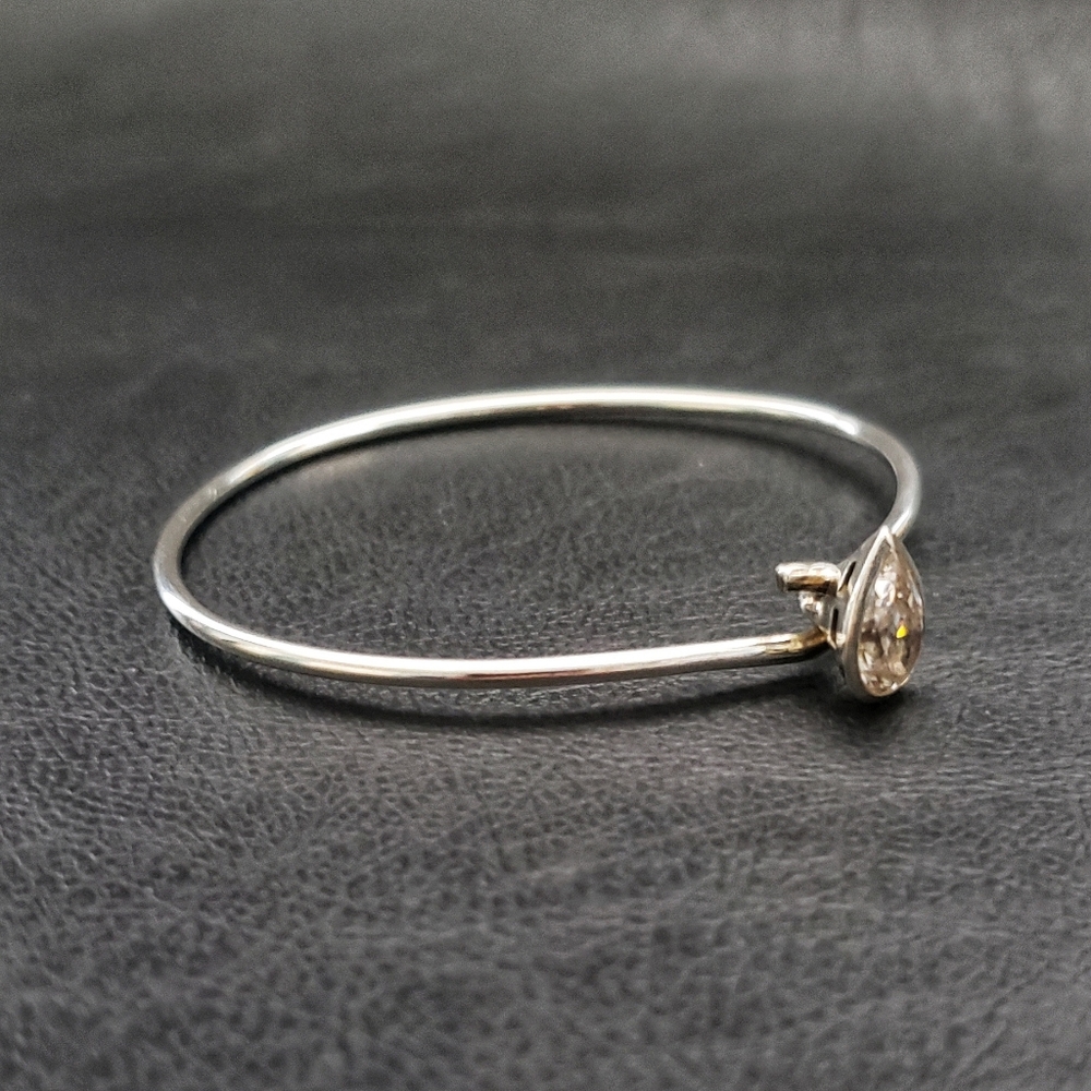Teardrop Solitaire Hook Bangle Bracelet - image 4